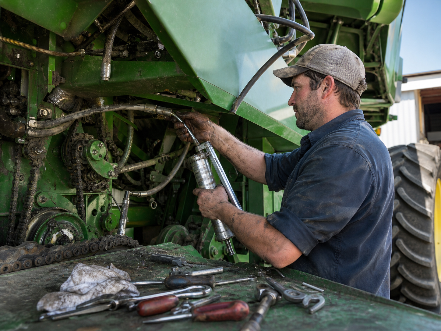 Agricultural equipment serviced and documented in the field