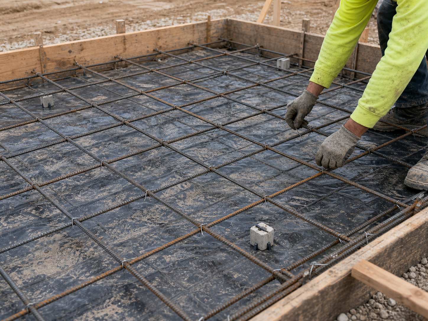 Rebar grid in forms documented before concrete pour