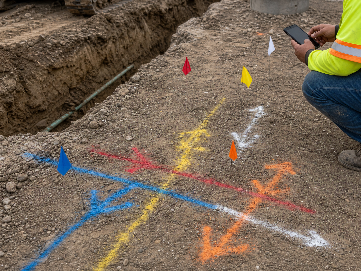 Utility locate marks documented before excavation