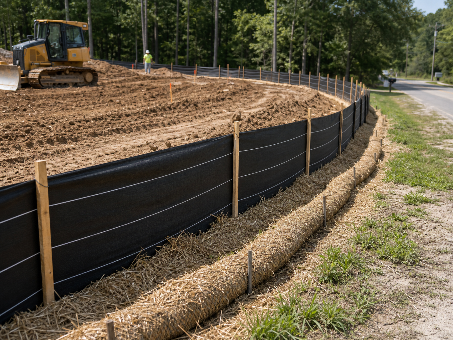 Silt fence erosion control measures documented on site perimeter