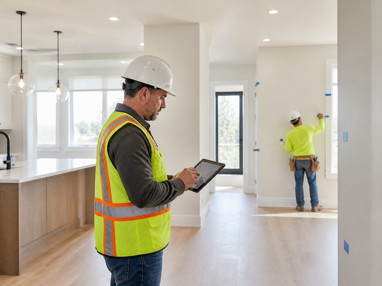 Final punch walk in a completed interior space