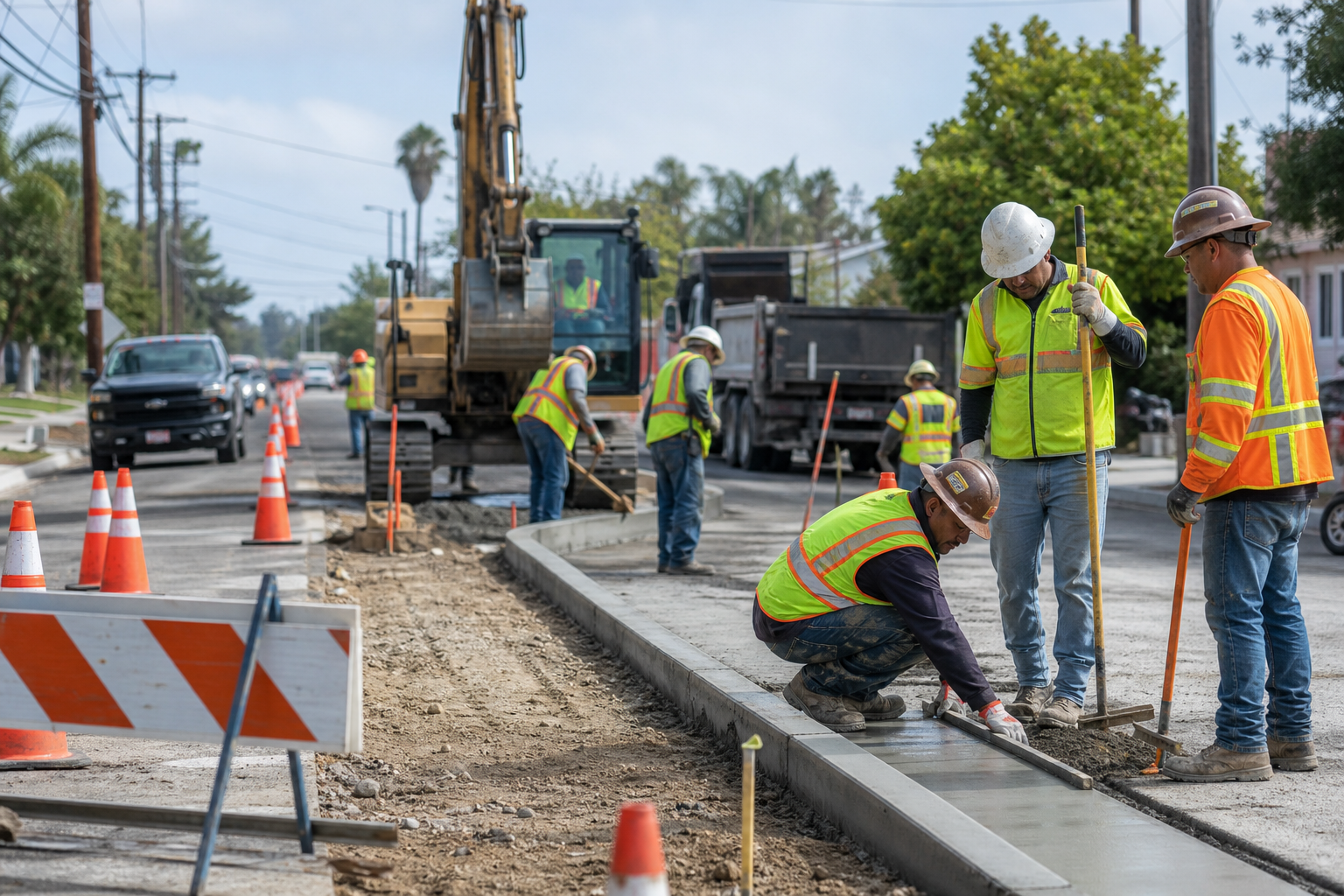 Public works crew on a municipal street project