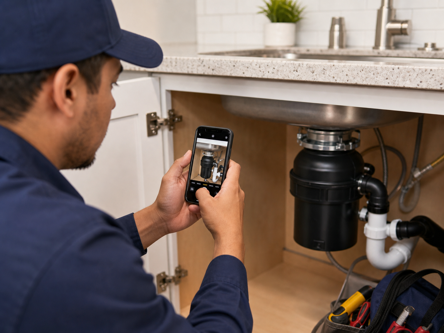 Maintenance technician documenting a completed repair