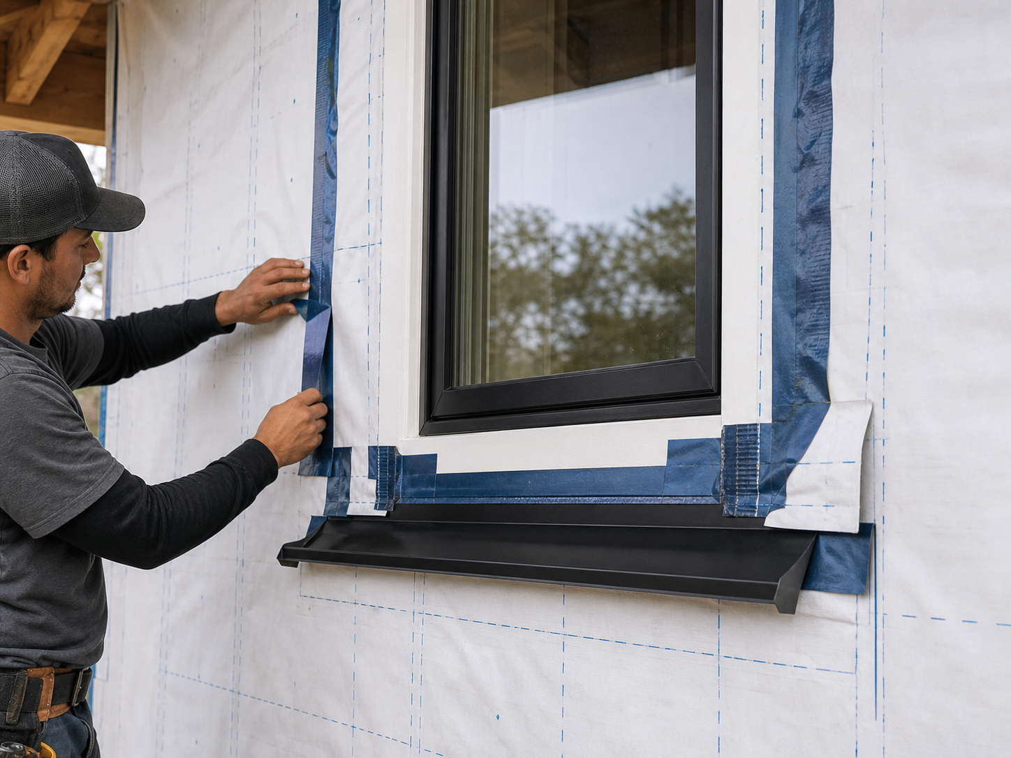 Housewrap and window flashing documented before siding installation
