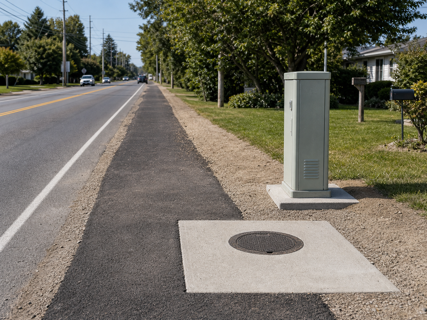 Completed surface restoration after utility installation